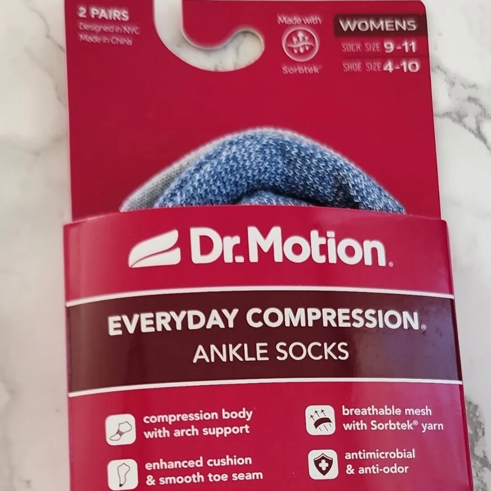 Dr. Motion Ankle Socks 6 Pairs Compression Socks Size Socks 9–11 Shoe 4-10